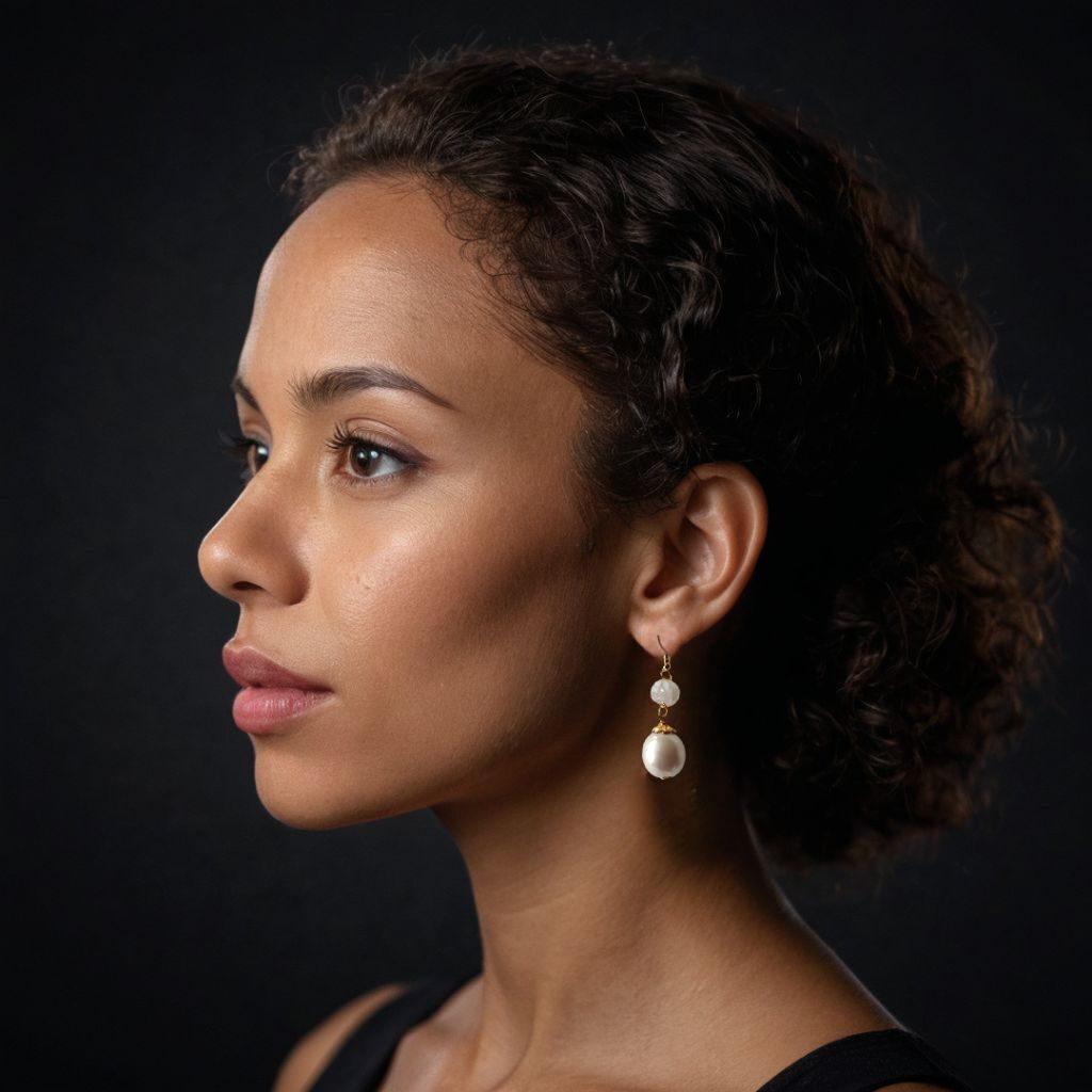 Caspa AI generated image of model wearing the uploaded earrings