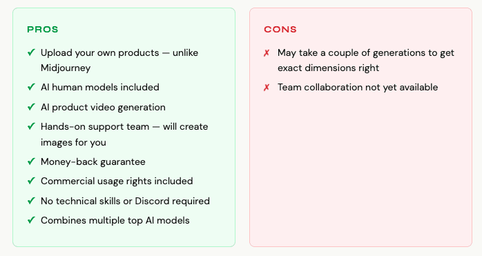 Pros and cons overview of Caspa AI product photography tool